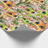 ベビーゲッコスかわいい漫画のキャラクター ラッピングペーパー (角)