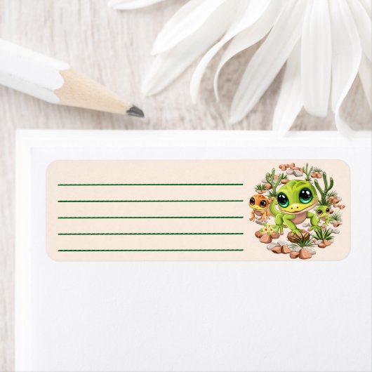 ベビーゲッコスかわいい漫画のキャラクター ラベル (インサイチュ)