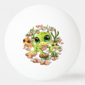 ベビーゲッコスかわいい漫画のキャラクター 卓球ボール (正面)