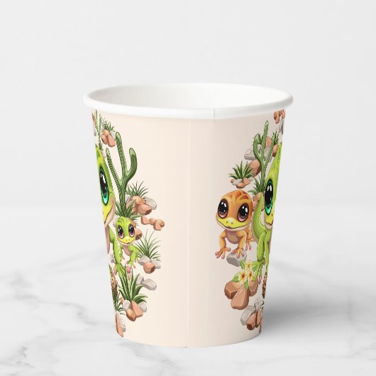 ベビーゲッコスかわいい漫画のキャラクター 紙コップ (右)
