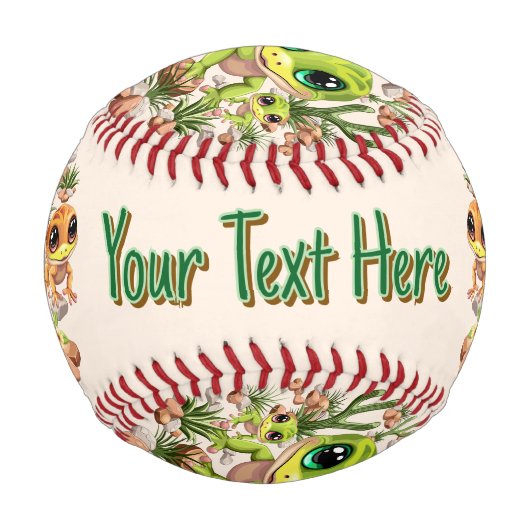 ベビーゲッコスかわいい漫画のキャラクター 野球ボール (正面)