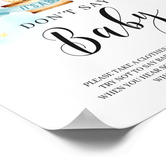 ベビーゲームのサイン熱気球の動物 ポスター (角)