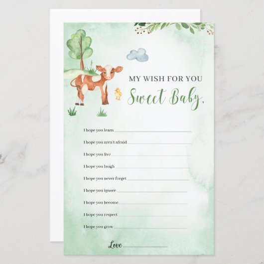 ベビーゲームの家畜テーマへの願い (正面/裏面)