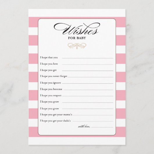 ベビーゲームカードのご希望 – ピンク アドバイスカード (正面)