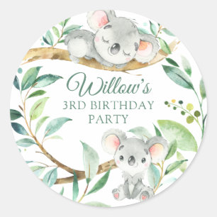 ベビーコアラカスタムベア誕生日パーティー ラウンドシール