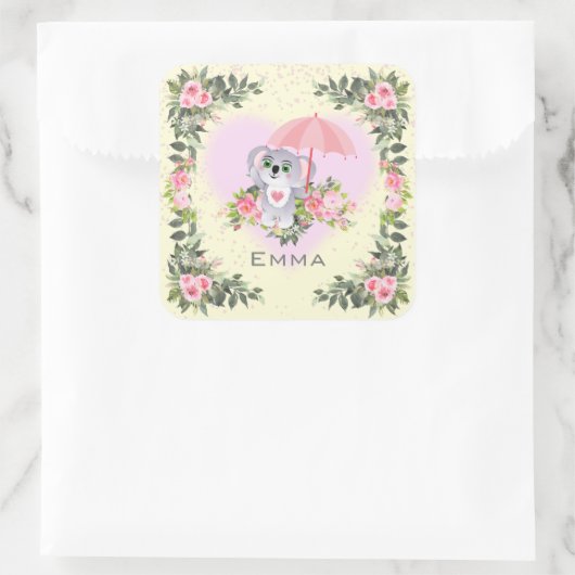 ベビーコアラパーソナライズされた子供部屋 スクエアシール (バッグ)