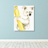 ベビーコアラ |かわいい&フリ キャンバスプリント (インサイチュ (ウッドフロア))