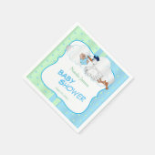 ベビーコウノトリかわいい男の赤ちゃん スタンダードカクテルナプキン (角)