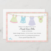 ベビーコスライン(ガール)シャワー招待状 招待状 (正面/裏面)