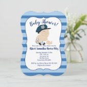 ベビーコップ警察官ストライプ現代招待状 招待状 (スタンド正面)