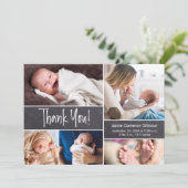ベビーコラージュ写真ありがとう誕生統計 サンキューカード (スタンド正面)