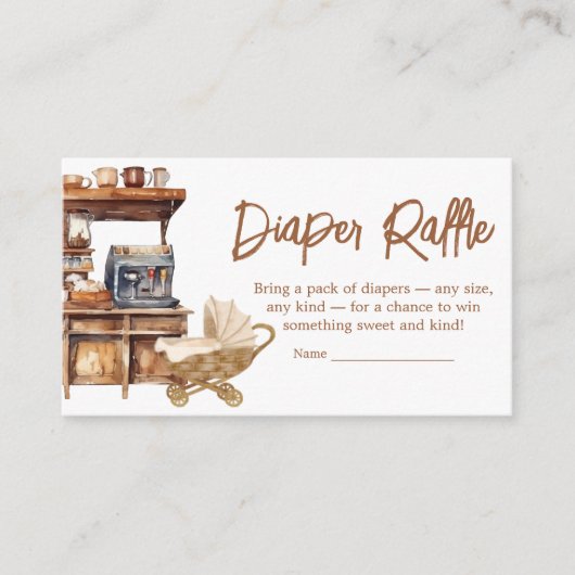 ベビーコーヒーベビーシャワーおむつラッフル エンクロージャーカード (正面)
