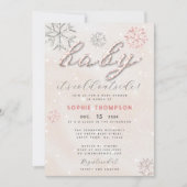 ベビーコールドアウトサイネストングリッターガールシャワー 招待状 (正面)