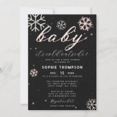 ベビーコールド外部ピンクライン石ガールシャワー 招待状 (正面)