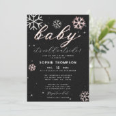 ベビーコールド外部ピンクライン石ガールシャワー 招待状 (スタンド正面)