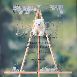 ベビーコールド外部フローラ&ベア男の赤ちゃんシャワー アクリルサイン