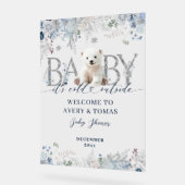 ベビーコールド外部フローラ&ベア男の赤ちゃんシャワー アクリルサイン (傾斜)