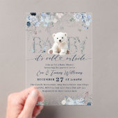 ベビーコールド外部フローラ&ベア男の赤ちゃんシャワー アクリル招待状 (インサイチュ (ポータブル))