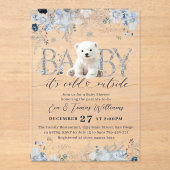 ベビーコールド外部フローラ&ベア男の赤ちゃんシャワー アクリル招待状 (正面)