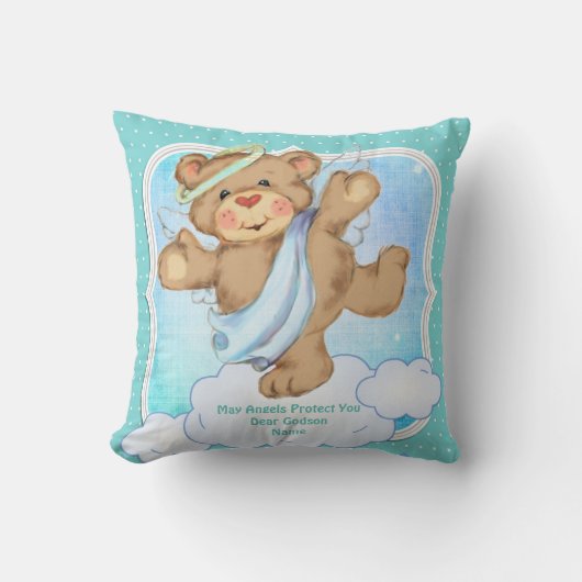 ベビーゴッドソンゴッドチャイルドギフトコミュニオンバプティスエンジェル クッション (正面)