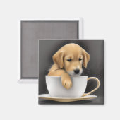 ベビーゴールデンレトリバーinティーカップグラフィック マグネット (正面/裏面)