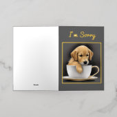 ベビーゴールデンレトリバーinティーカップグラフィック 箔グリーティングカード (外側レイダウン)