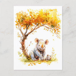 ベビーサイが木の下で休む シーズンポストカード