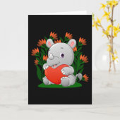 ベビーサイが色付きのハート気球を保持中 カード (黄色い花)