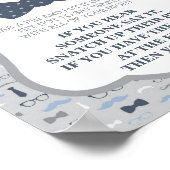 ベビーサイン、ボウタイ、青と灰色を言わない ポスター (角)