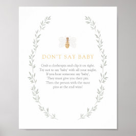 ベビーサインBee赤ちゃんシャワーを言わない ポスター