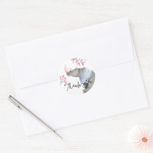 ベビーサイ&バーディ色彩の鮮やかスありがとう ラウンドシール (封筒)