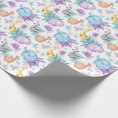 ベビーサファリアニマルズキレーフエレファントゼブラヒッポ ラッピングペーパー (角)