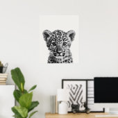 ベビーサファリアフリカンジャングルアニマルズヒョウ ポスター (ホームオフィス)