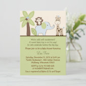 ベビーサファリジャングル動物ベビーシャワー招待状 招待状 (スタンド正面)