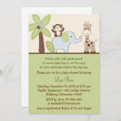 ベビーサファリジャングル動物ベビーシャワー招待状 招待状 (正面/裏面)