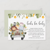 ベビーサファリージャングル動物のベビーシャワー用の本 エンクロージャーカード (正面/裏面)