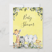 ベビーサファリ動物とライオンのベビーシャワー 招待状 (裏面)