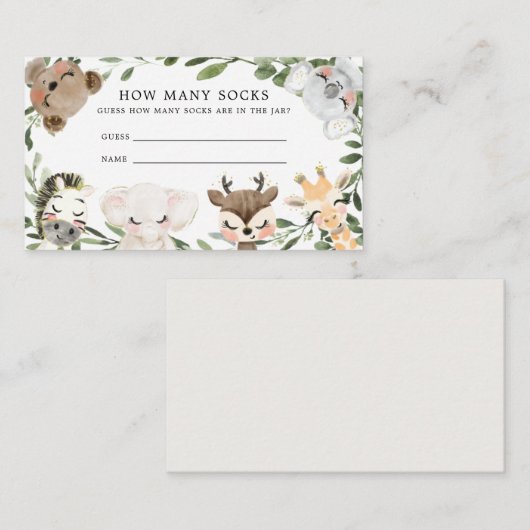 ベビーサファリ推測ソックスカードの数 エンクロージャーカード (正面/裏面)