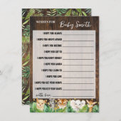 ベビーサファリ赤ちゃんシャワーゲームカードのご希望 エンクロージャーカード (正面/裏面)