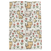 ベビーサファリ野生動物とドードルフラワー ミディアムペーパーバッグ (正面)