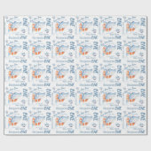 ベビーサメ第1誕生日名前をカスタムする水彩 ラッピングペーパー (フラット)