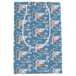 ベビーサメ第2期バースデーカスタムタウォーターカラーアート ミディアムペーパーバッグ