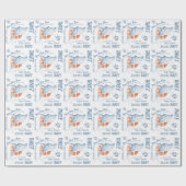 ベビーサメ第3期カスタム誕生日ウォーターカラーアート ラッピングペーパー (フラット)