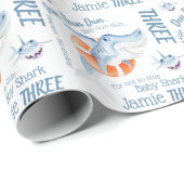 ベビーサメ第3期カスタム誕生日ウォーターカラーアート ラッピングペーパー (ロールコーナー)