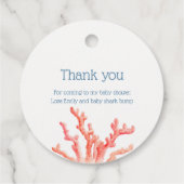 ベビーサメ赤ちゃんシャワーブルー感謝していウォーターカラー フェイバータグ (裏面)