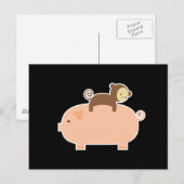 ベビーサルが豚に乗る ポストカード (正面/裏面)