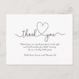 ベビーサンキューカード、スクリプトフォント感謝していユー ポストカード