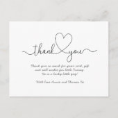 ベビーサンキューカード、スクリプトフォント感謝していユー ポストカード (正面)