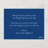 ベビーサンキューカード、青いバンティング ポストカード (裏面)