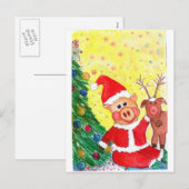 ベビーサンタ・ピグレットとリンピッグによるクリスマスツリー シーズンポストカード (正面/裏面)